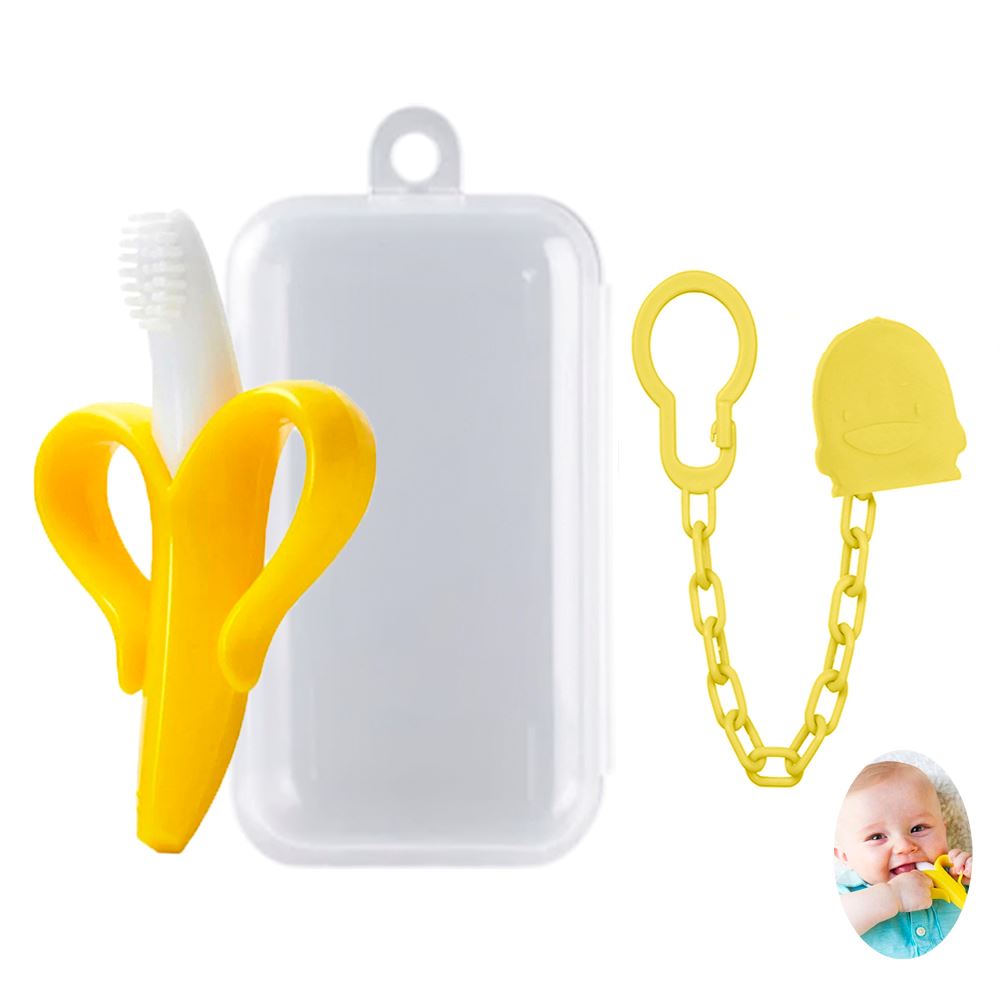 Mordedor Banana Amarillo Para Bebe Con Cadena Ornitorrinco Amarillo Baby Froggie